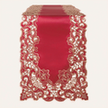 Burgundy Gold Table Runner – Granada Collection Rustic Embroidered Dining Decor 14x108 Inch