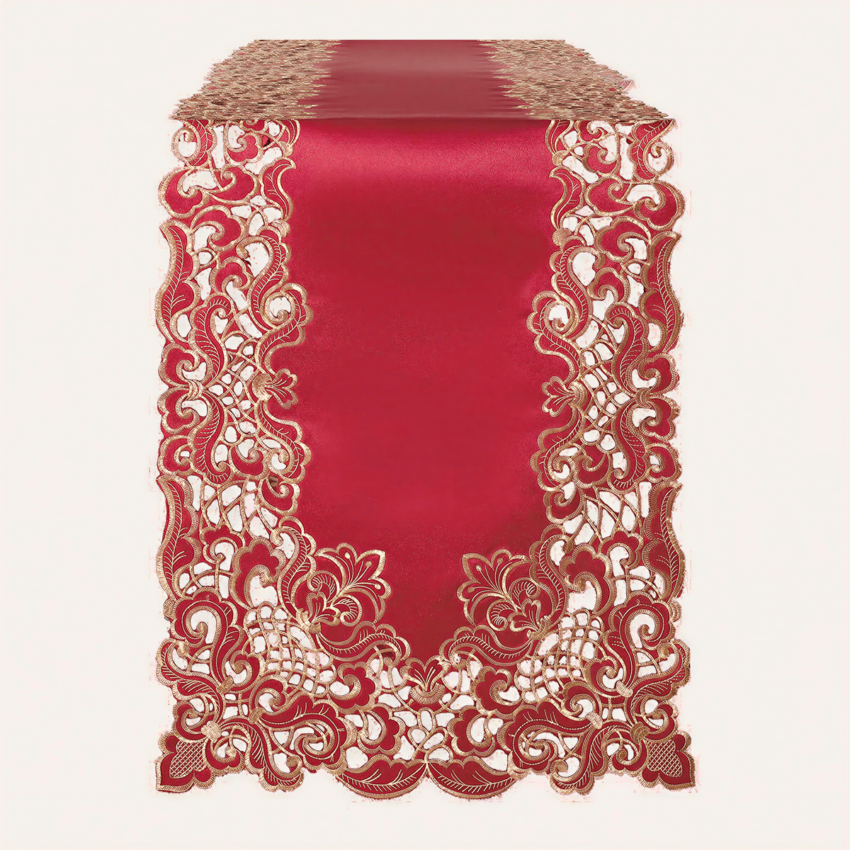 Burgundy Gold Table Runner – Crimson Glow, 14x108 Inch