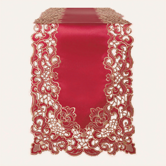 Burgundy Gold Table Runner – Crimson Glow, 14x108 Inch