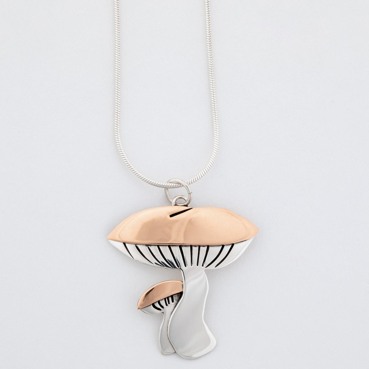 Mushroom Sterling & Copper Necklace