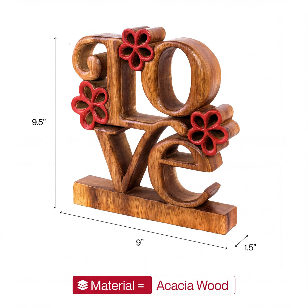 Wooden Love Sculpture – Crimson Heart, Acacia