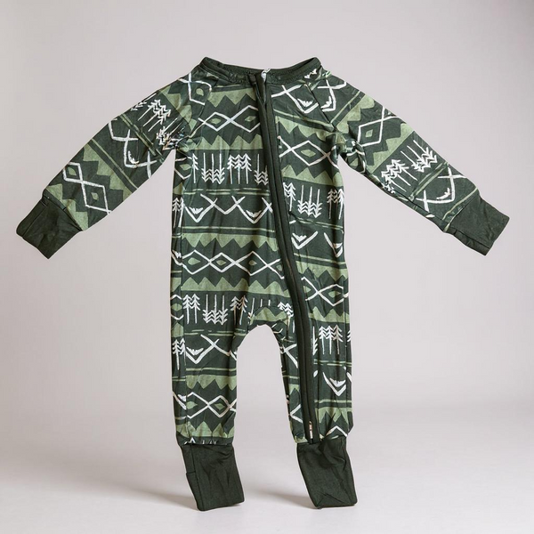 Green Bamboo Zippy Pajamas - Eco-Friendly Kids Sleepwear