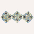 Beaded Table Runner - Blue White 36" x 13" | Embroidered Satin Fabric Backing