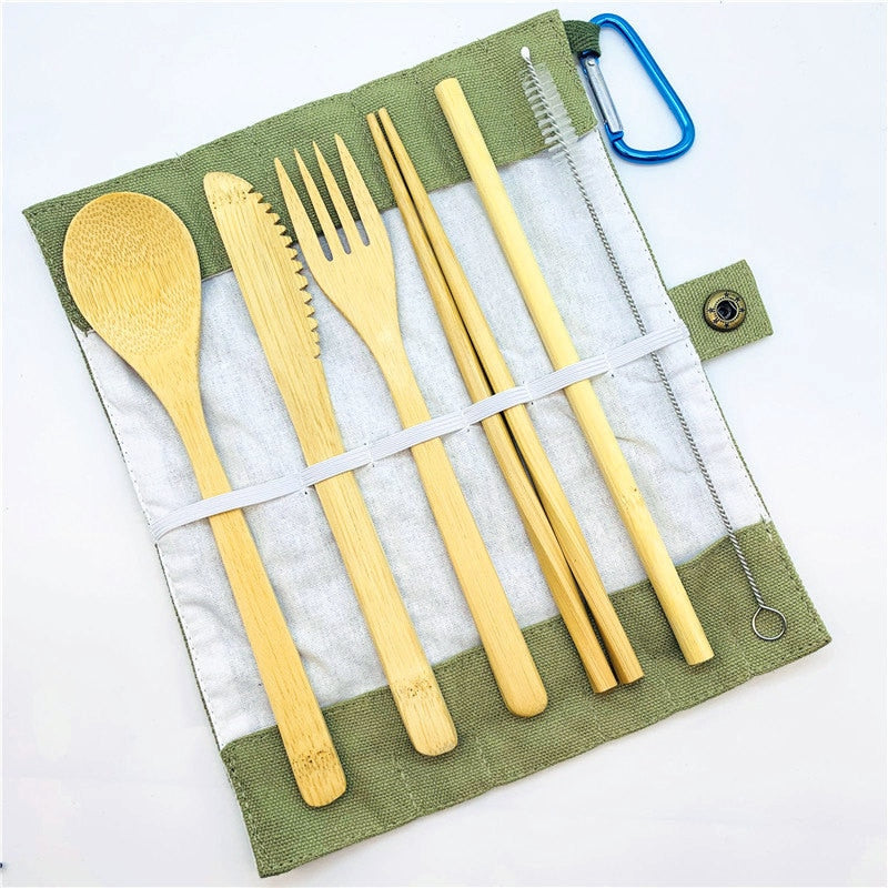 Portable Eco-Friendly Bamboo Flatware Set 7PCS