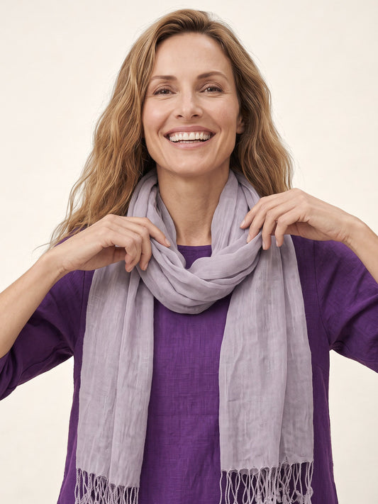 100% Linen Lightweight Solid Color Scarf BIANCA