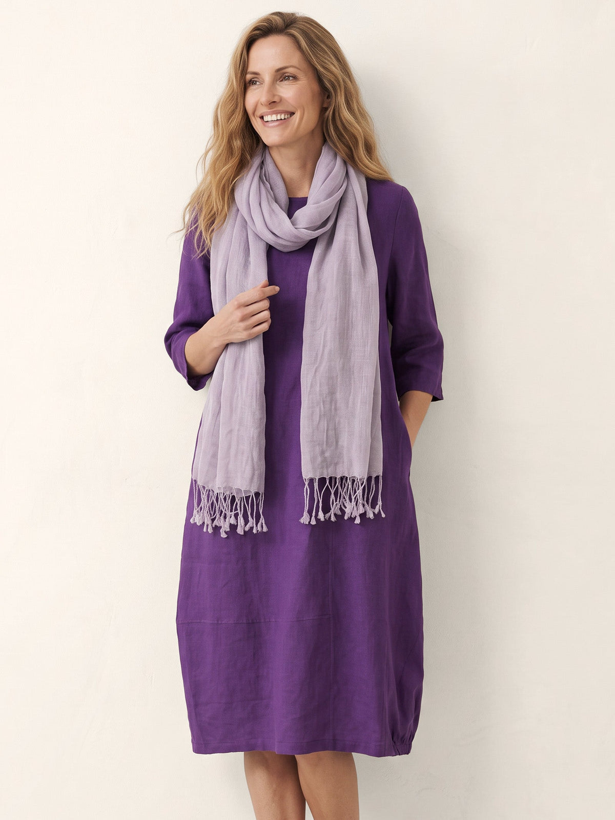 100% Linen Lightweight Solid Color Scarf BIANCA
