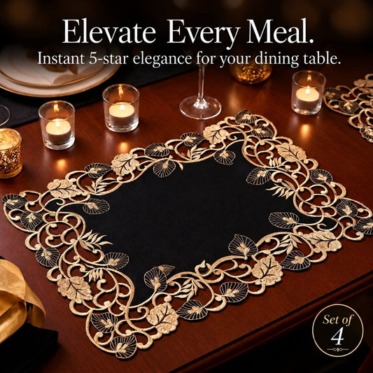 Black Gold Placemats – Midnight Gold, 12x18 Inch