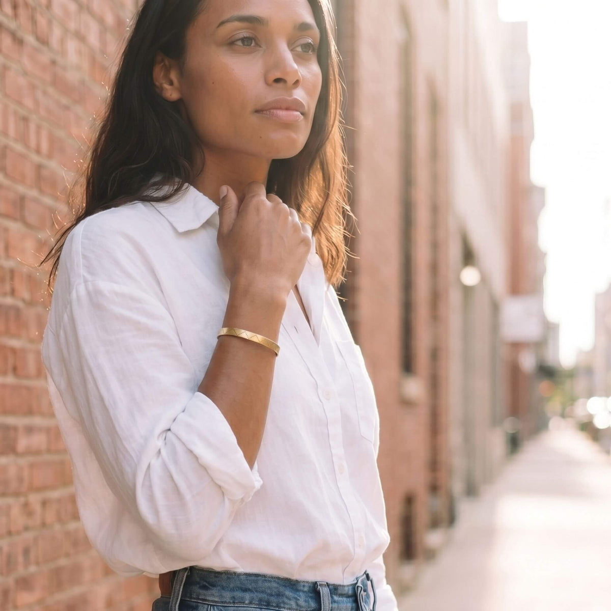 Brass Engraved Bracelet | Rubi Cuff