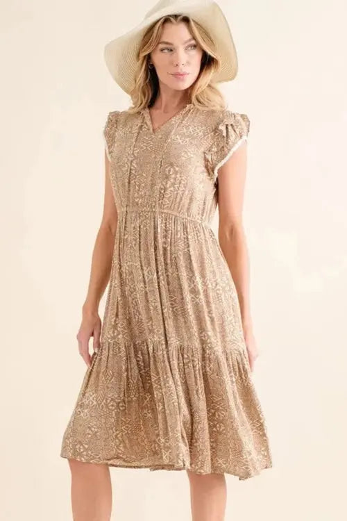 And The Why Boho Printed Tiered Maxi Dress