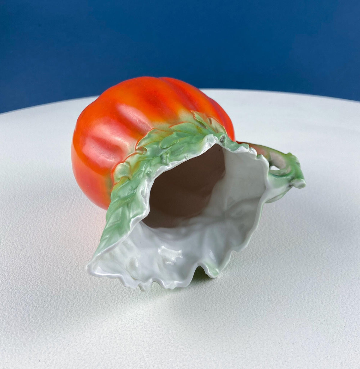 Antique Porcelain Pitcher Creamer Jug Shaped like Tomato Pumpkin. Bavaria Royal Bayreuth Porcelain. Modern Farmhouse. Dining Room Decor.