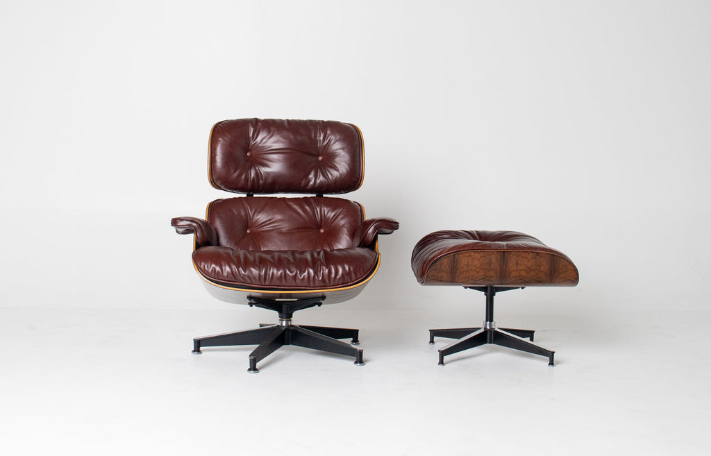 3rd Generation Eames Lounge Chair in Brazilian Rosewood and Oxblood Leather by Herman Miller