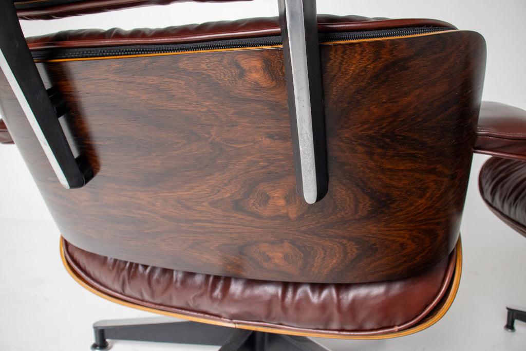 3rd Generation Eames Lounge Chair in Brazilian Rosewood and Oxblood Leather by Herman Miller