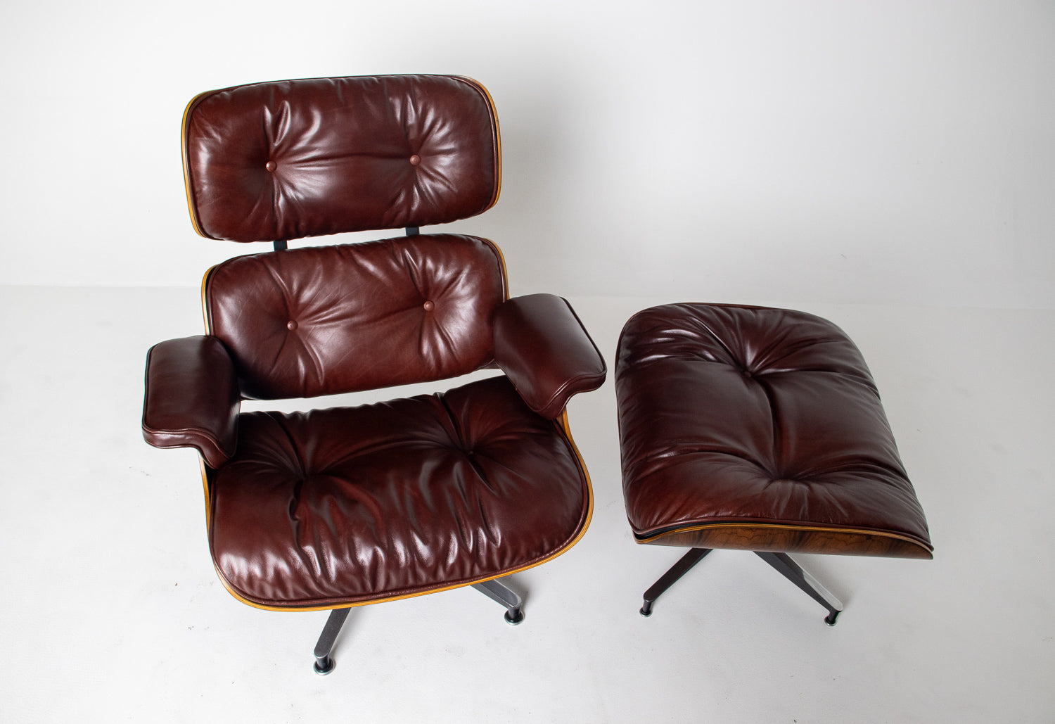3rd Generation Eames Lounge Chair in Brazilian Rosewood and Oxblood Leather by Herman Miller