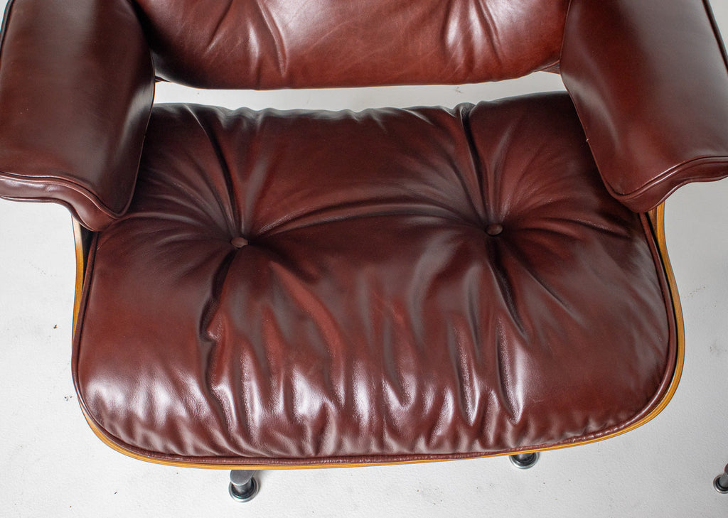 3rd Generation Eames Lounge Chair in Brazilian Rosewood and Oxblood Leather by Herman Miller