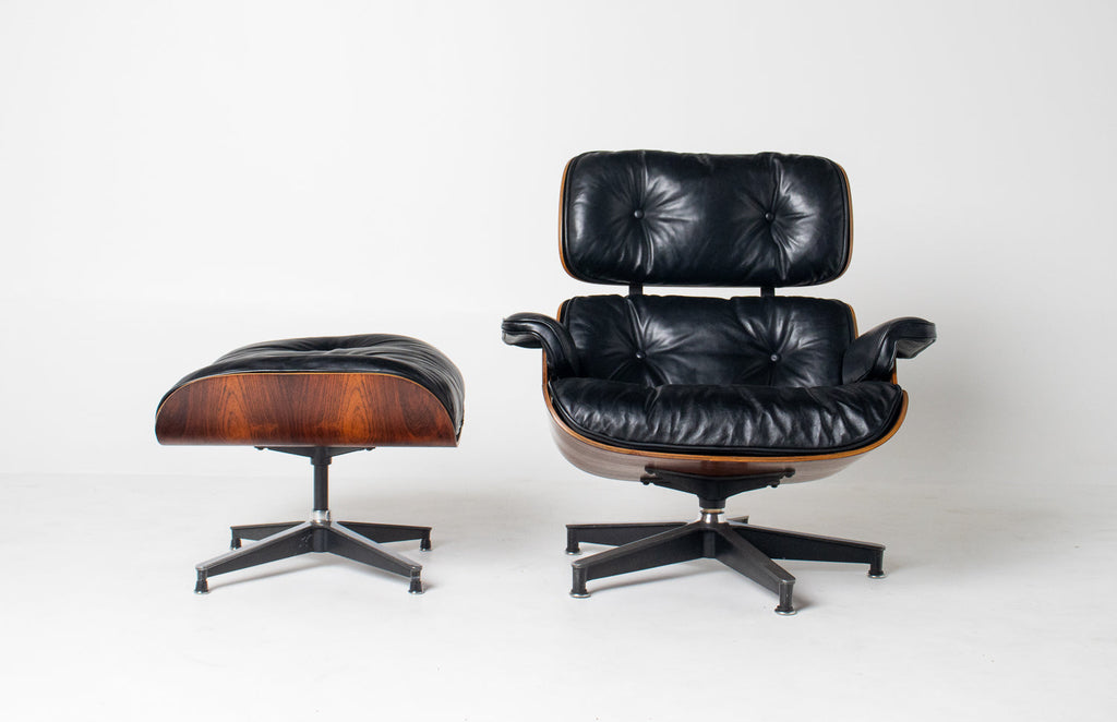 Early 1st Generation Eames Lounge Chair and Ottoman in Brazilian Rosewood finished in Gunstock Oil by Herman Miller