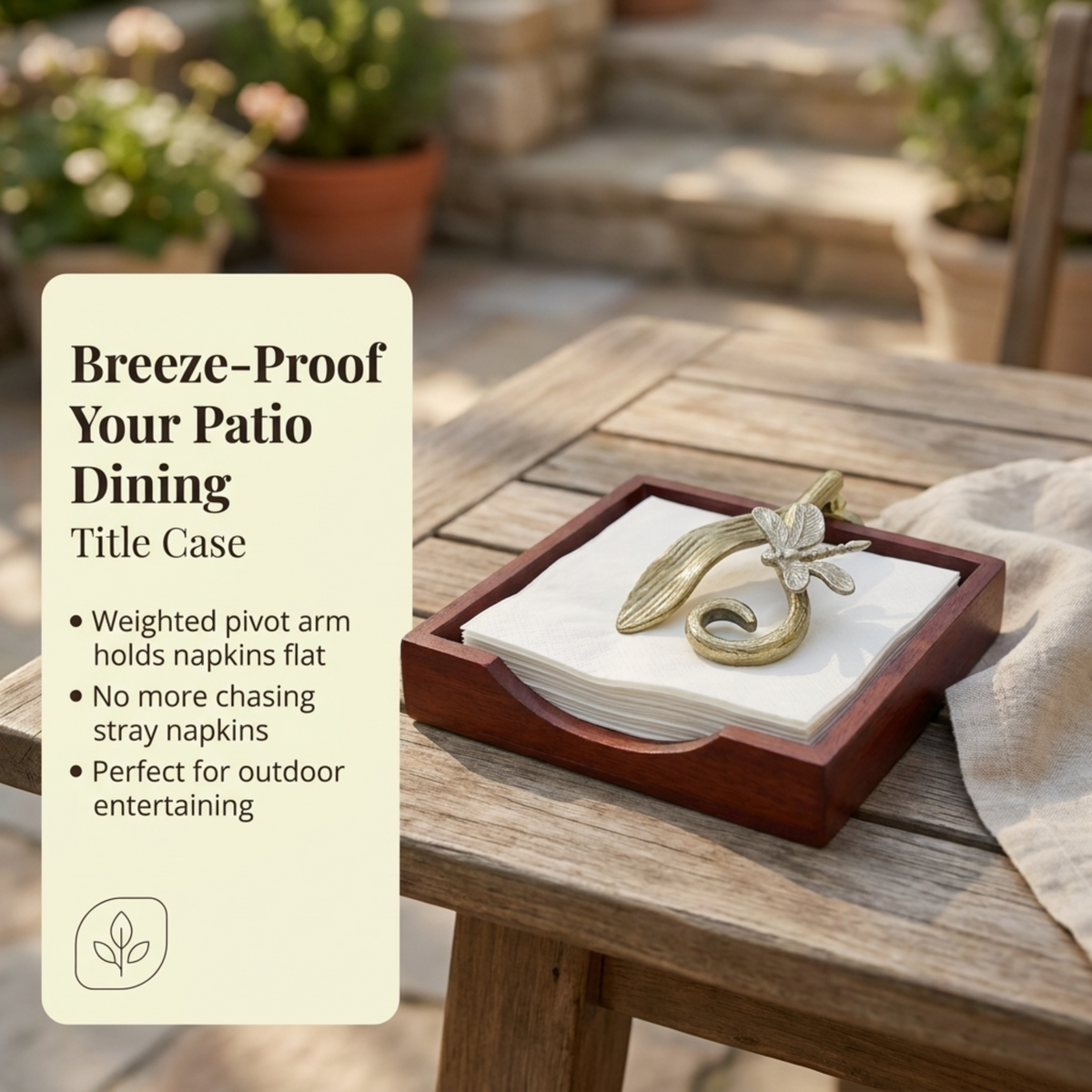 Wooden Napkin Holder – Silver Gold Ornament