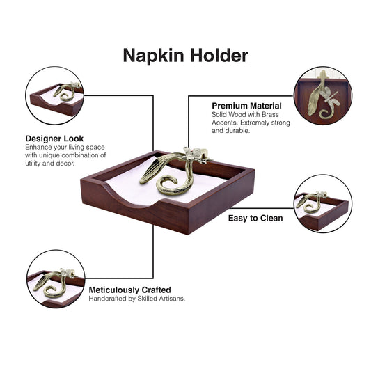 Wooden Napkin Holder – Silver Gold Ornament