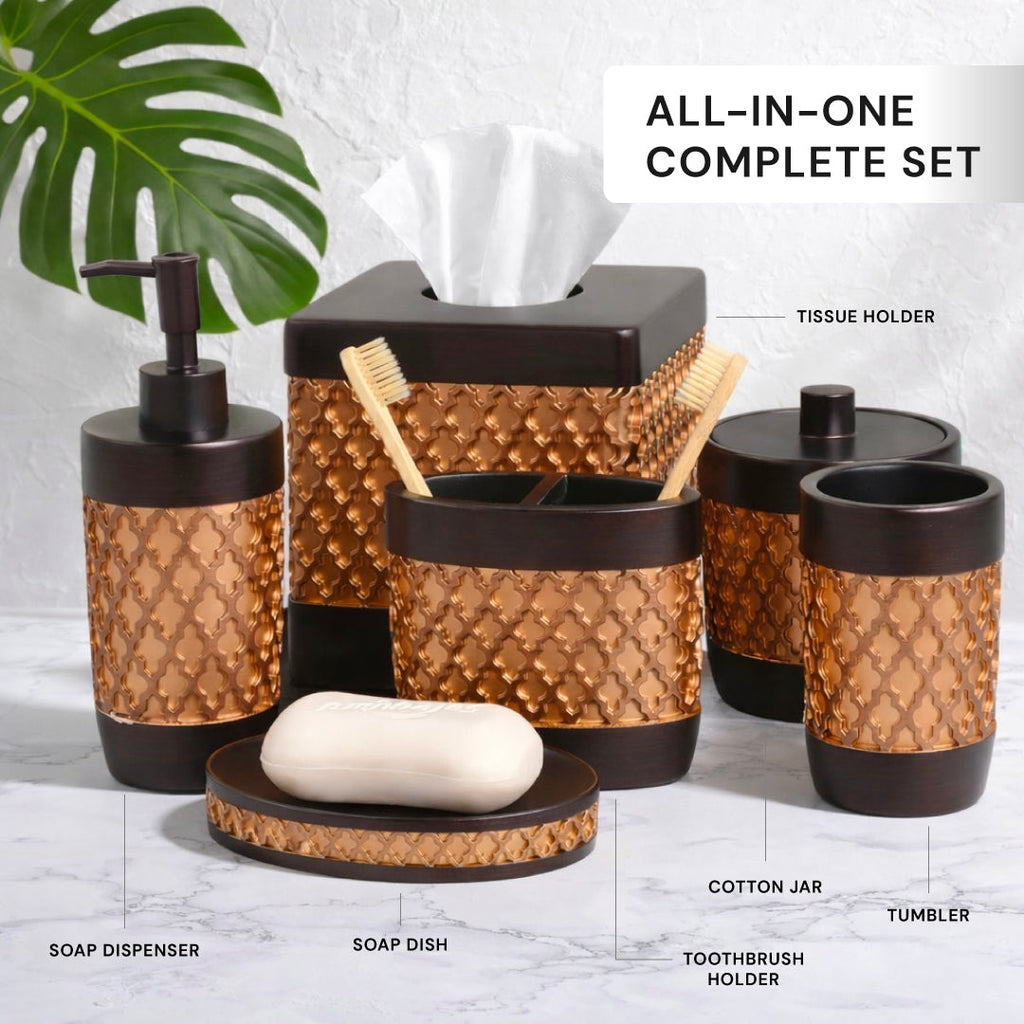 The Wally Collection – Elegant Modern Bathroom Décor Accessories Set of 6