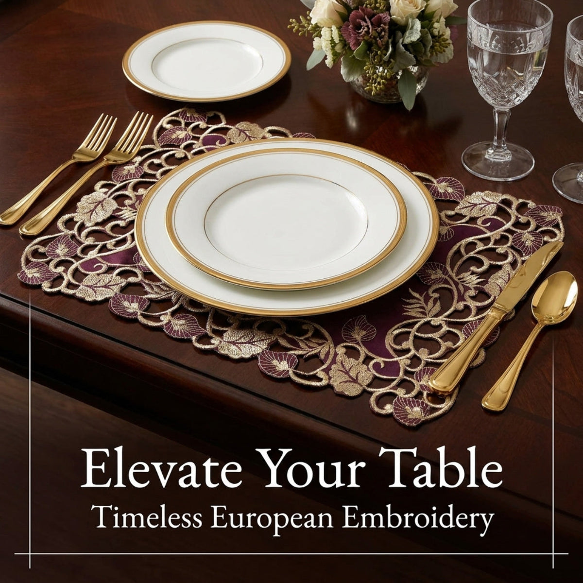 Purple Gold Placemats – Velvet Plum, 12x18 Inch