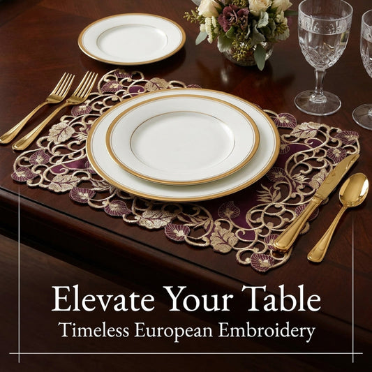 Purple Gold Placemats – Velvet Plum, 12x18 Inch