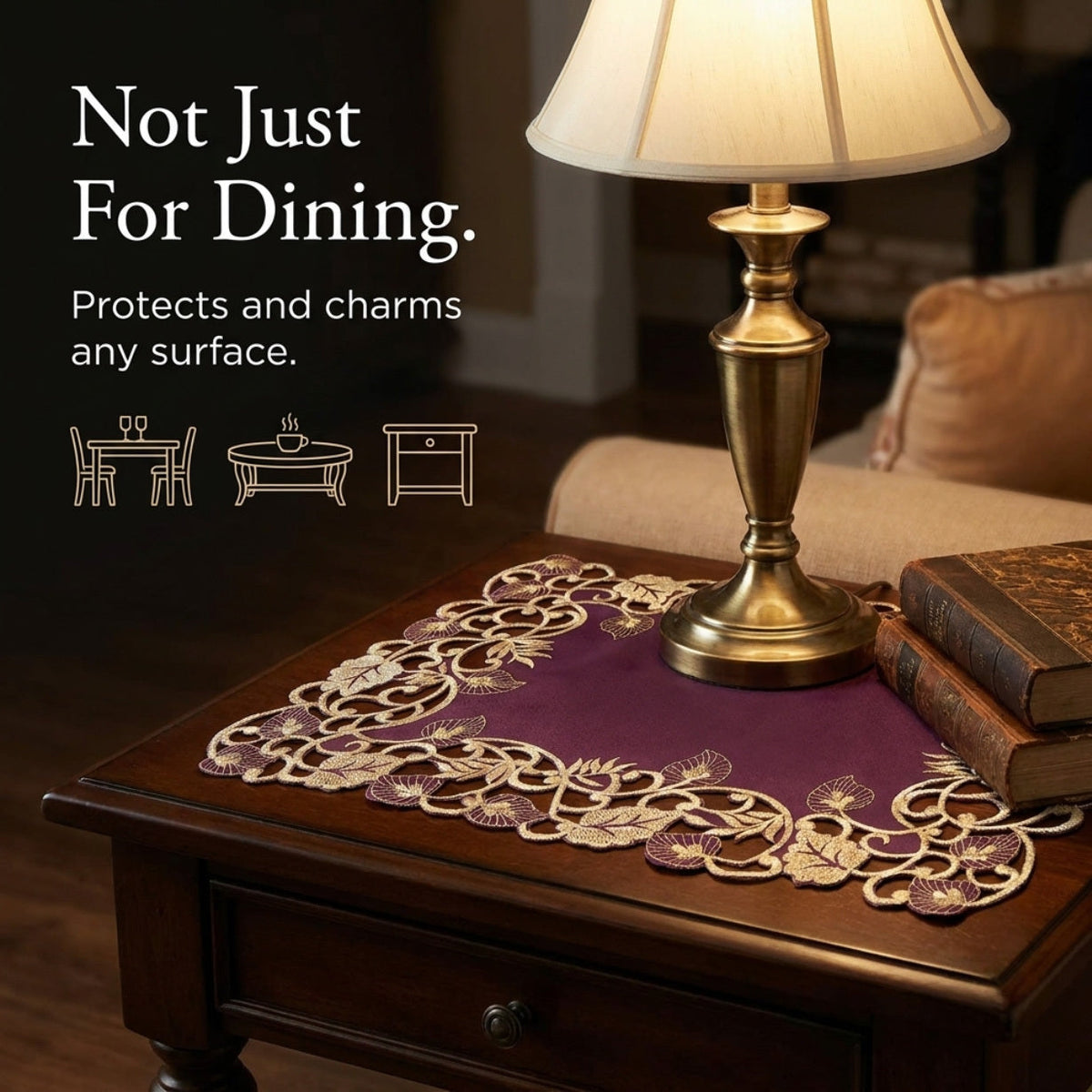 Purple Gold Placemats – Velvet Plum, 12x18 Inch
