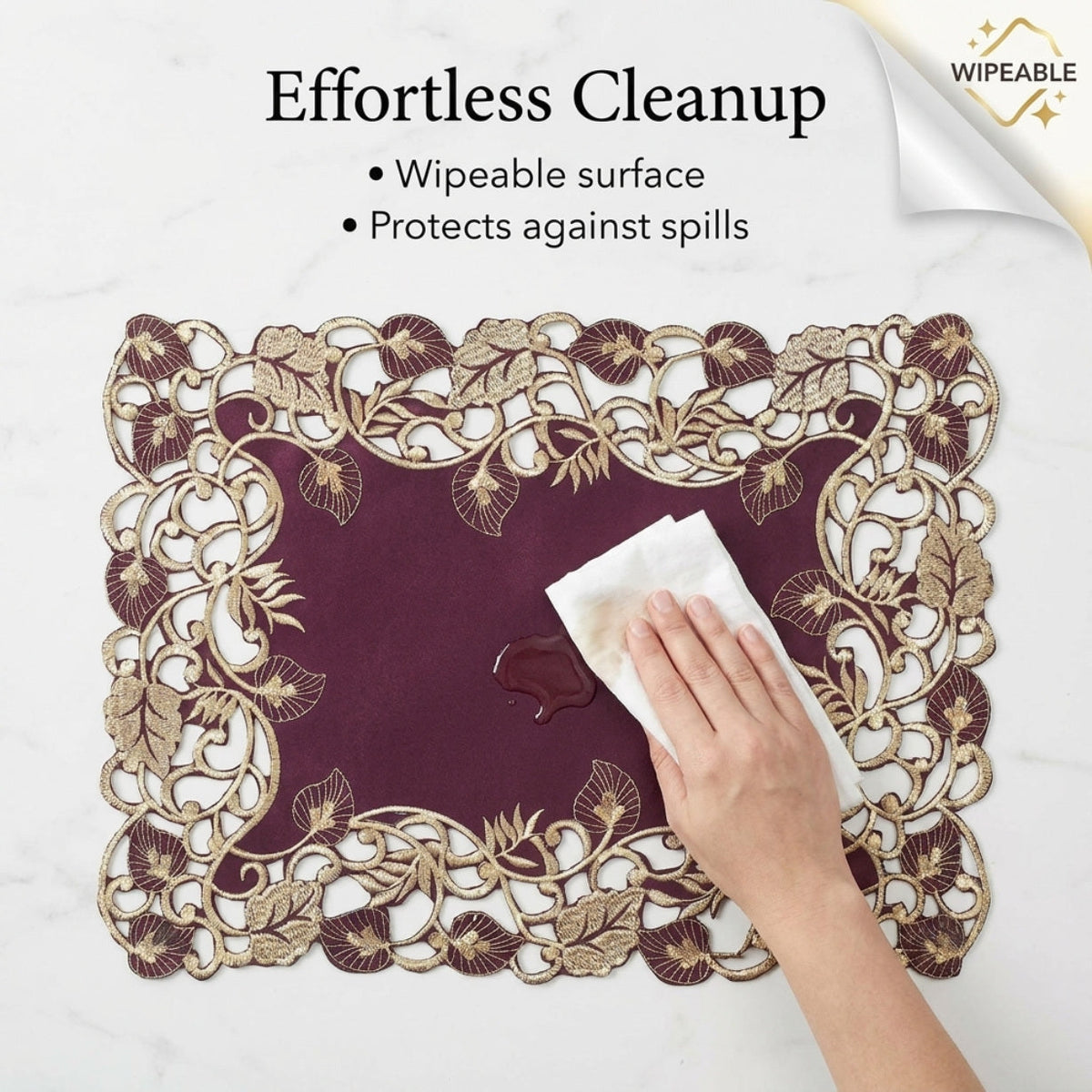 Purple Gold Placemats – Velvet Plum, 12x18 Inch