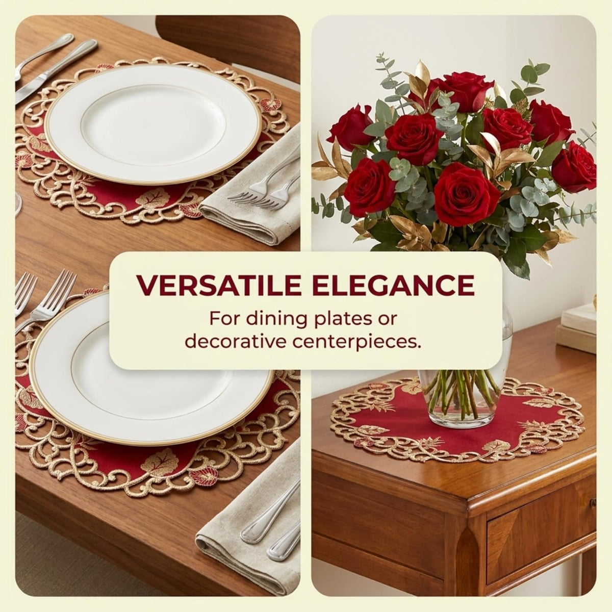 Burgundy Gold Doilies – Royal Garnet, 15 Inch