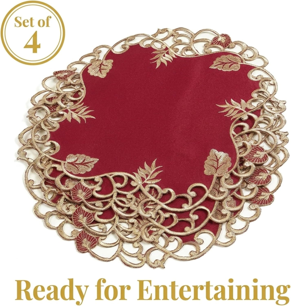 Burgundy Gold Doilies – Royal Garnet, 15 Inch