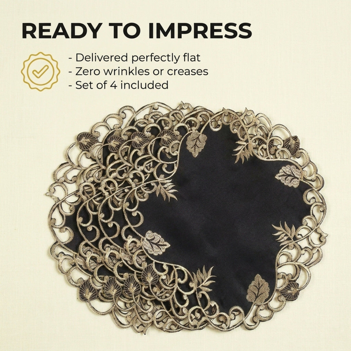 Black Gold Doilies – Midnight Gold, 15 Inch