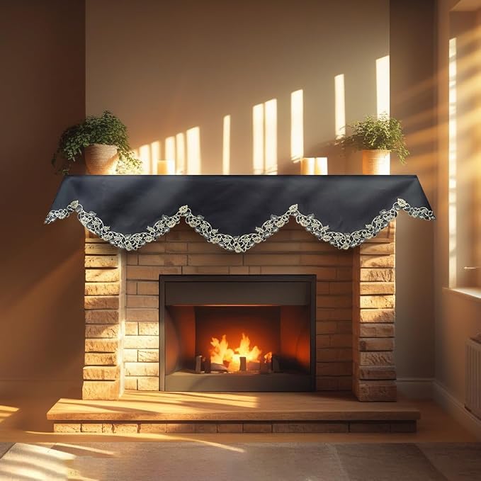 Black Gold Mantel Scarf – Midnight Gold, 18x90 Inch