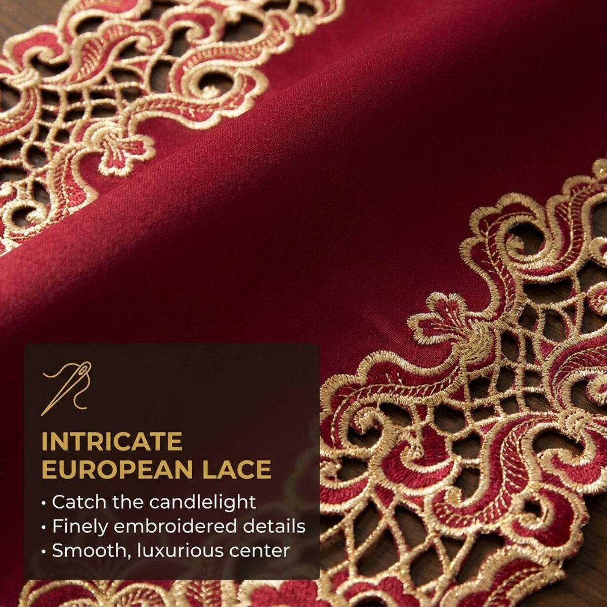 Burgundy Gold Table Runner – Crimson Glow, 14x108 Inch