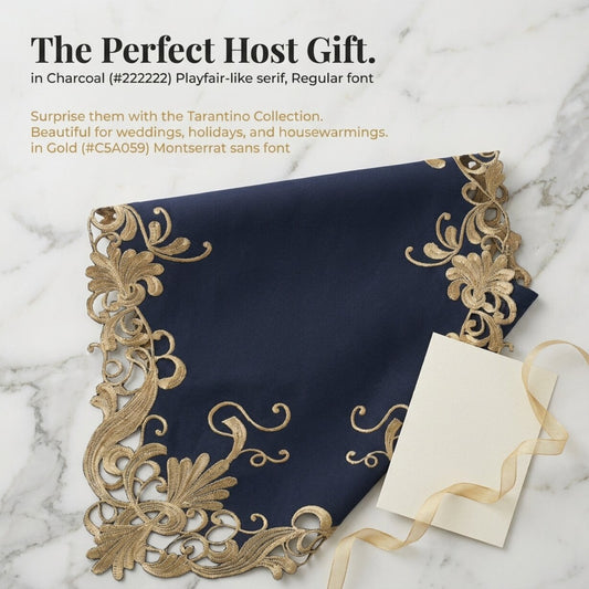 Blue Gold Lace Runner – Vintage Opulence, 14x108 Inch