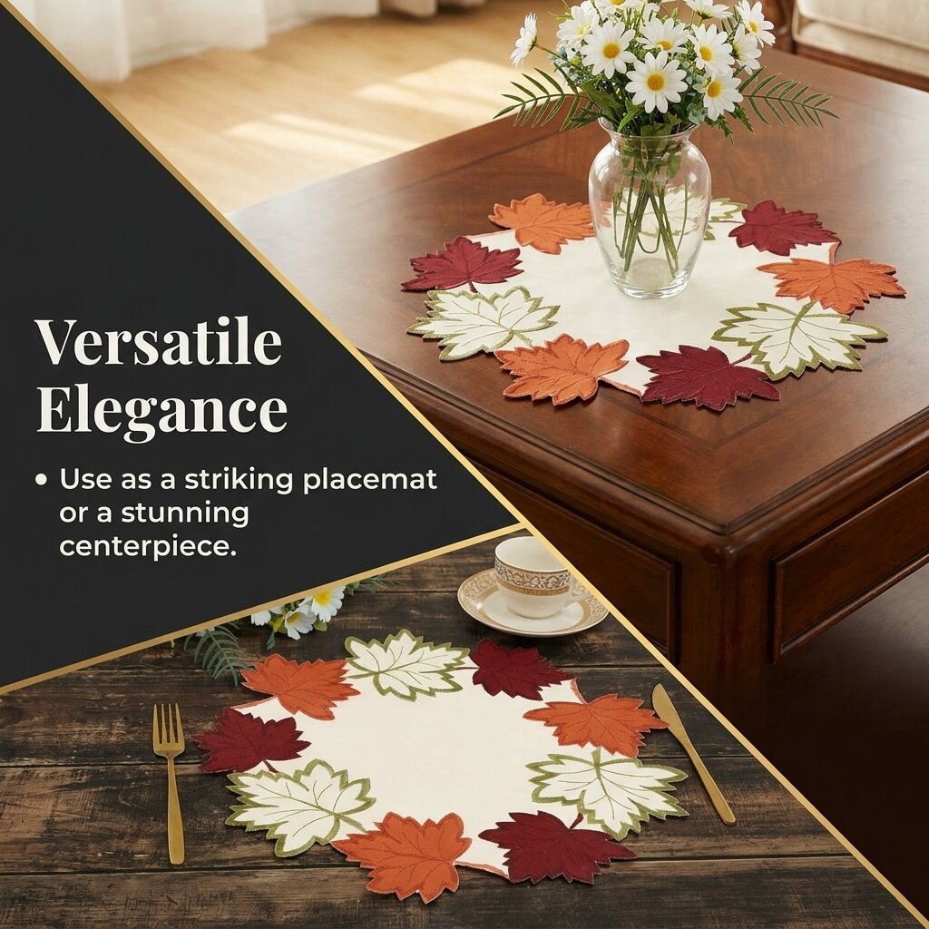 Cream White Doilies – Round Linen Placemats | Embroidered Dining Table Decor 15 Inch