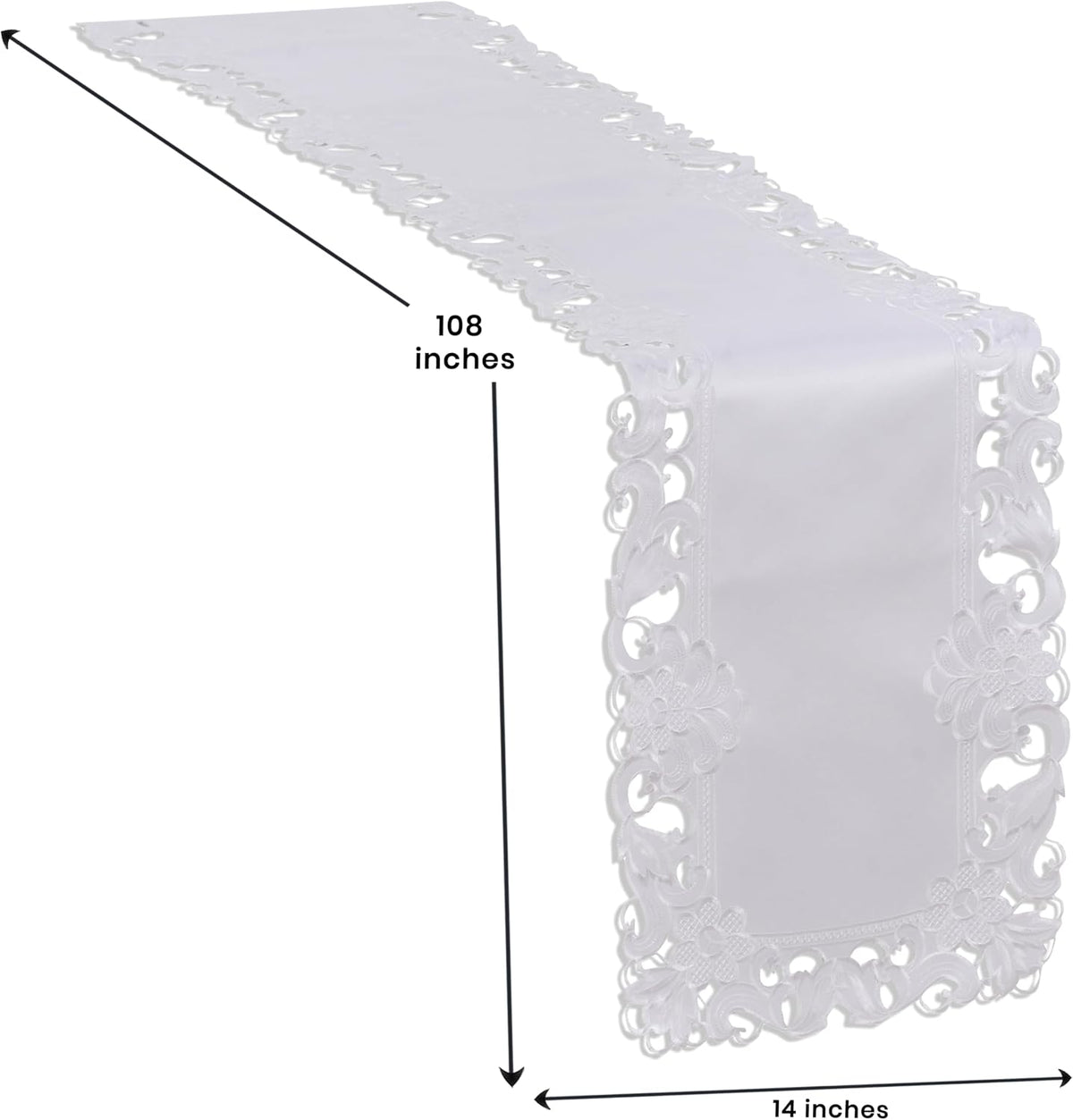 White Table Runner – Snow Blossom, 14x108 Inch