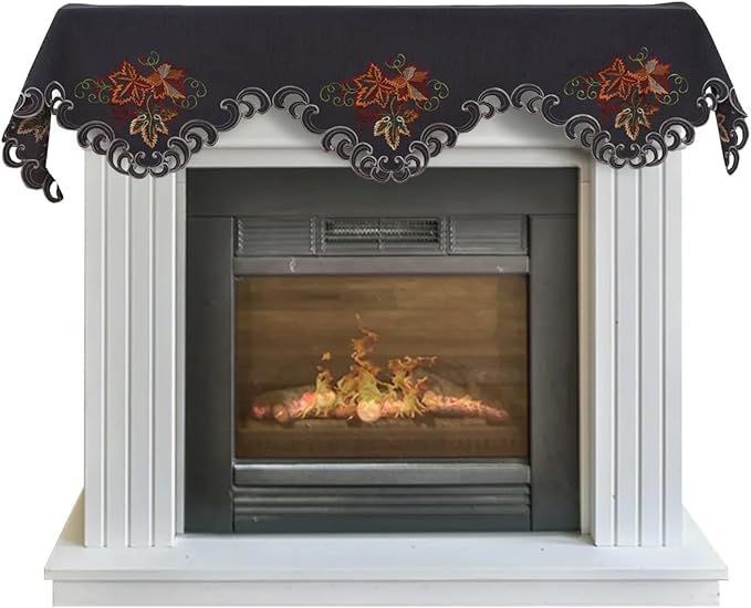 Gray Mantel Scarf – Fleur, 18x90 Inch