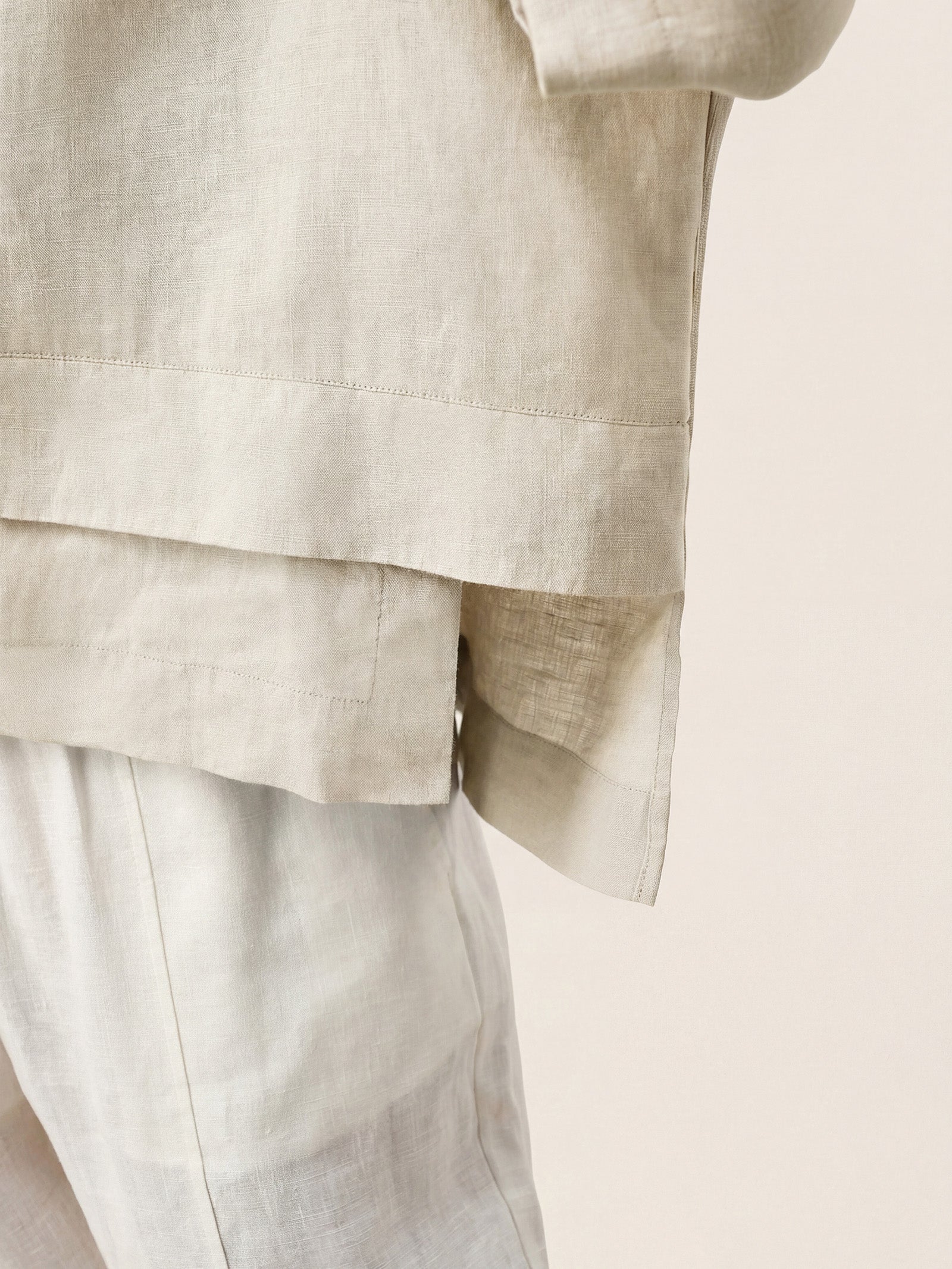 100% Linen Drop Shoulder Asymmetric Layered Hem Overtop VIOLA