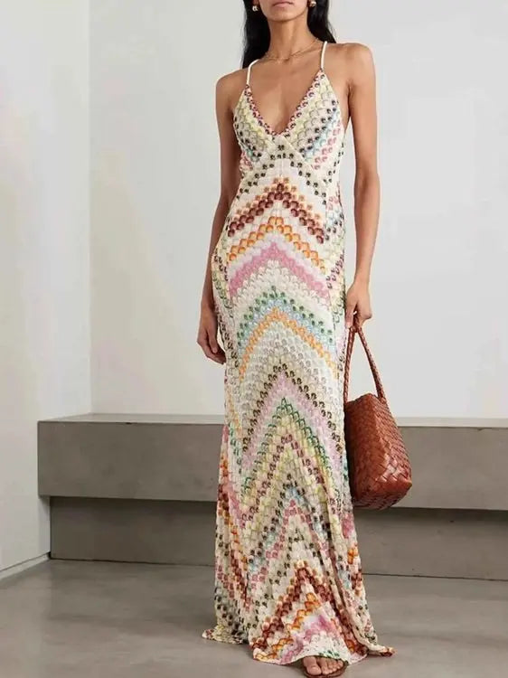 Backless Spaghetti Strap Maxi Dress
