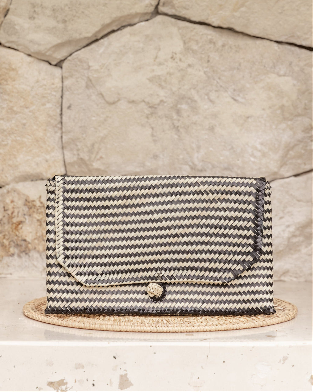 Stripes Rattan Clutch