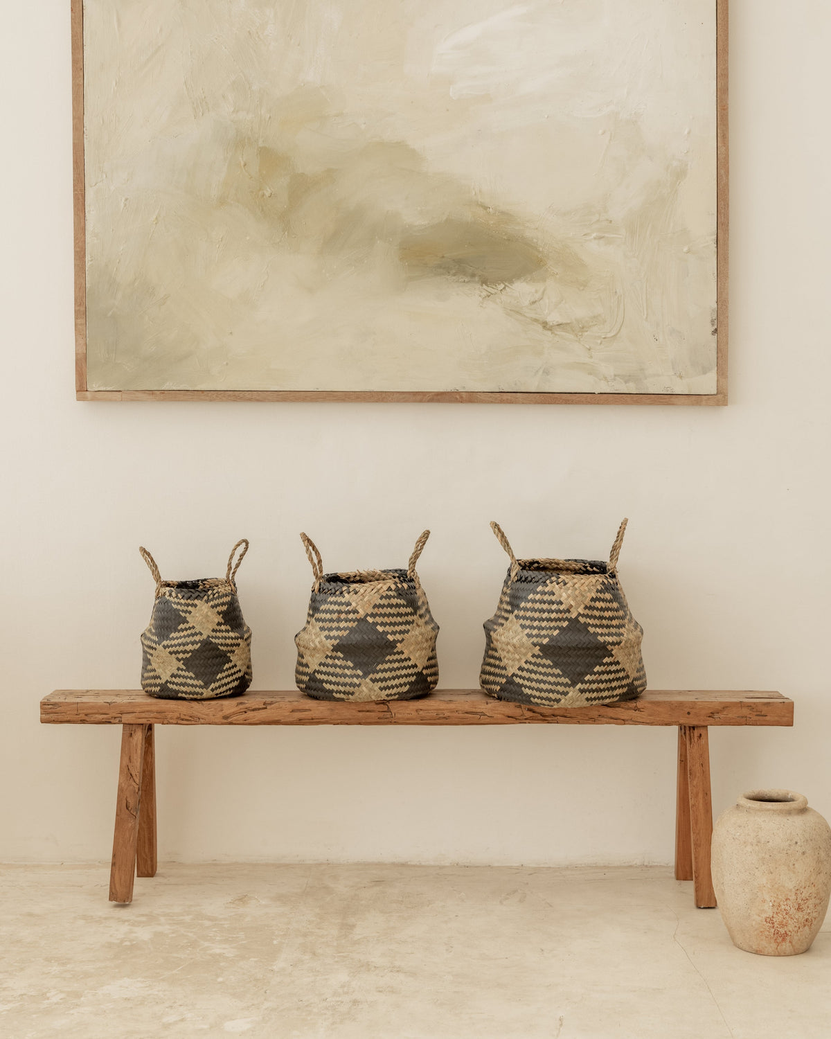 Plaid Woven Storage Basket