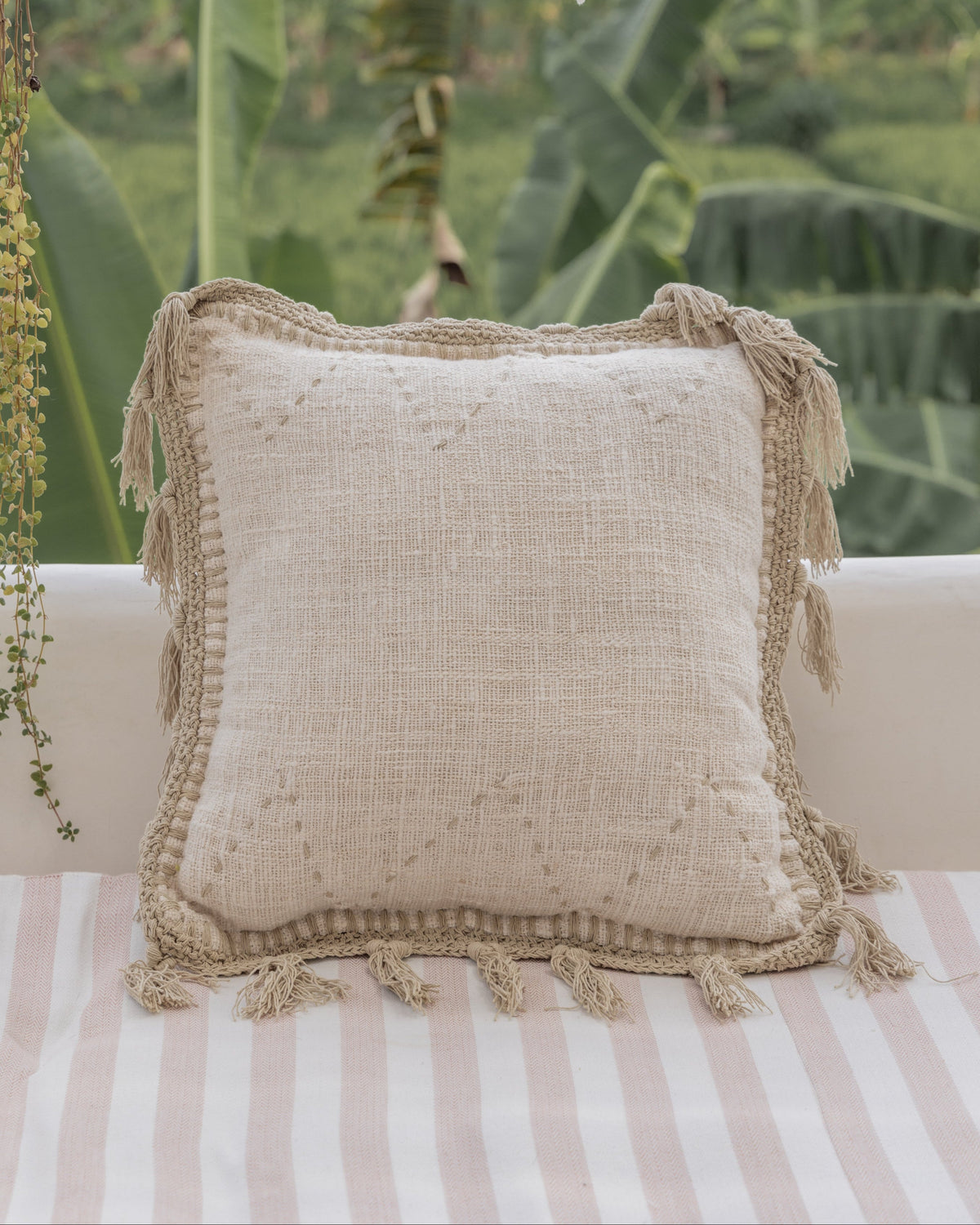 Gaia Hand Stitched Cotton Throw Pillow