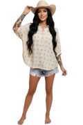 BiBi Flower Printed Short Dolman Blouse