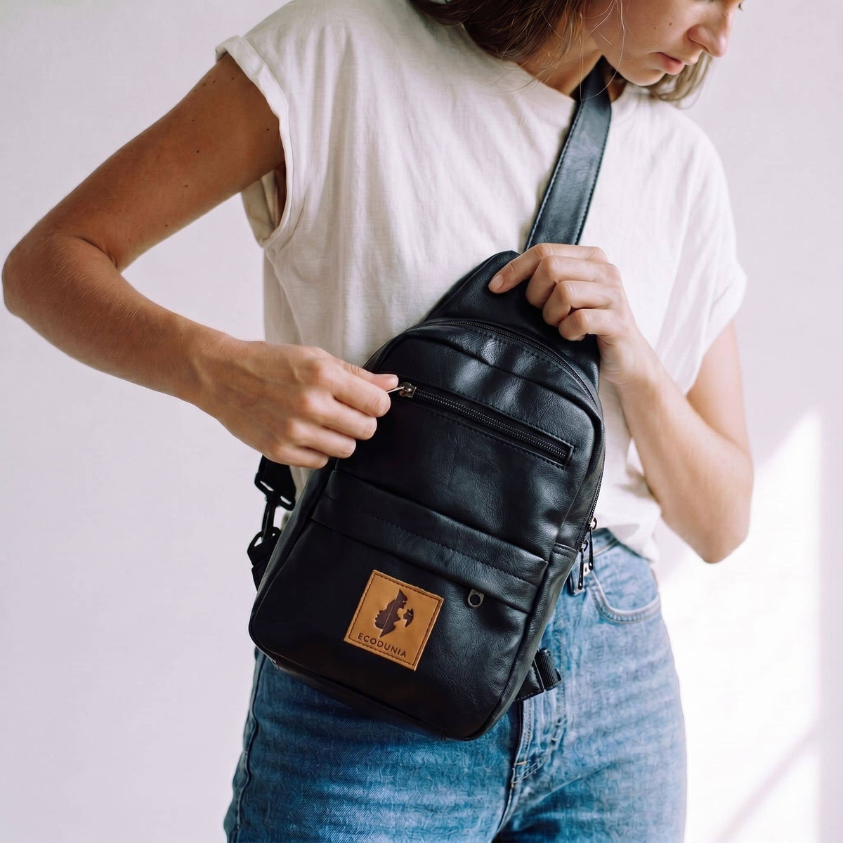 Large Vegan Leather Crossbody Sling Bag | Umoja