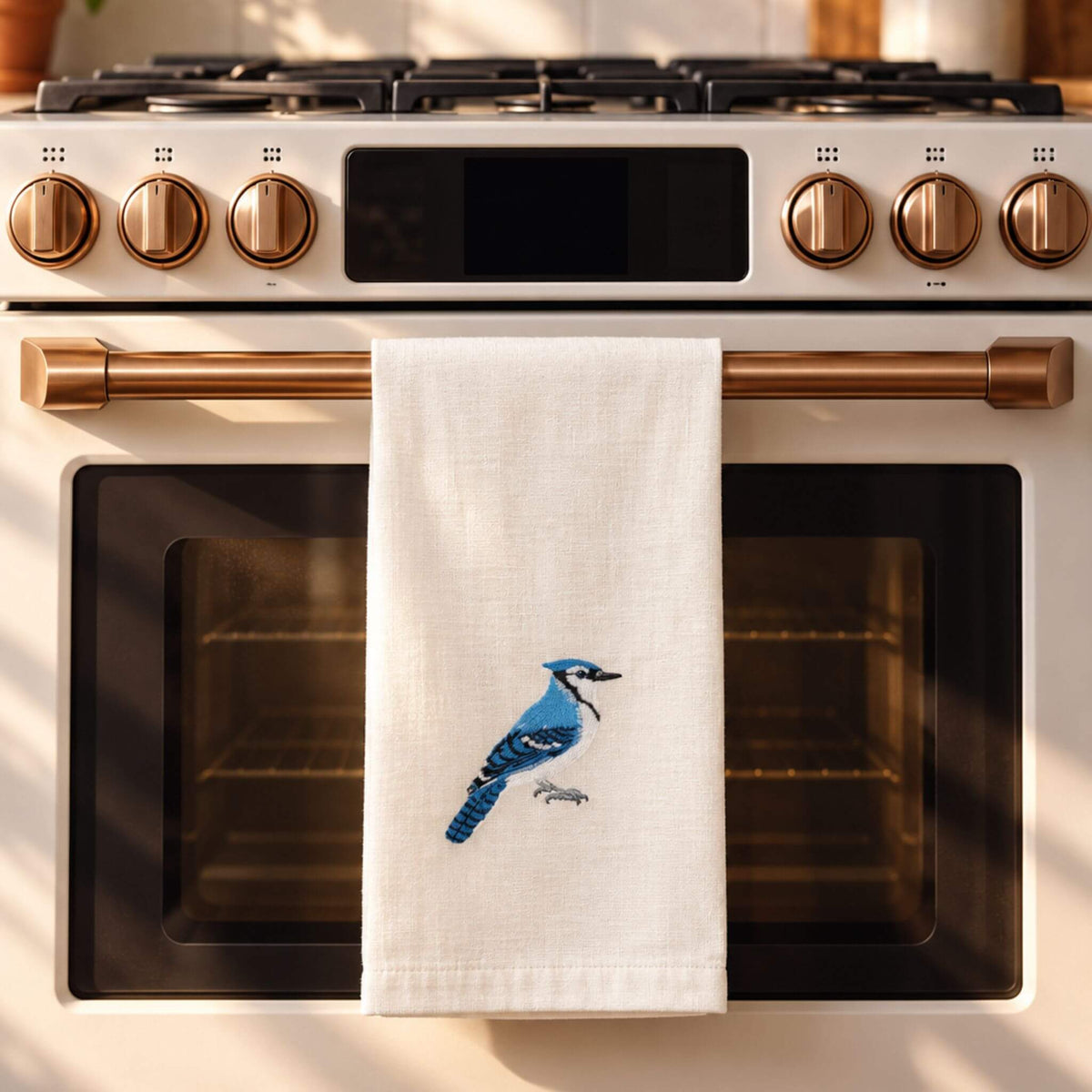 Bird Embroidered Cotton Tea Towels - Handmade Kitchen Gift