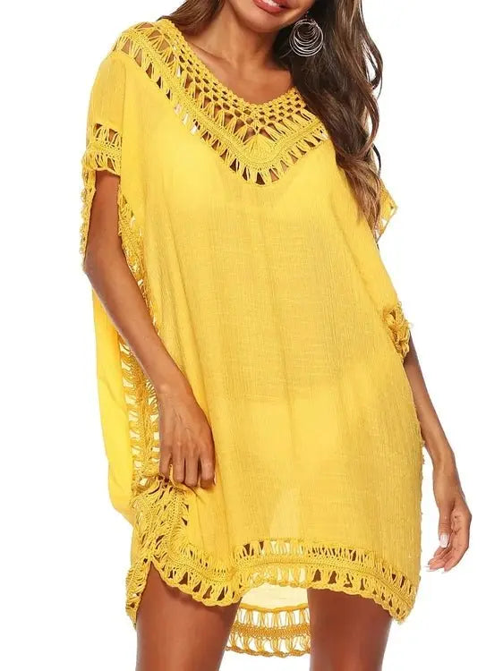 Bohemian Crochet Trim Beach Cover Up Dress - Embrace Boho Chic Style