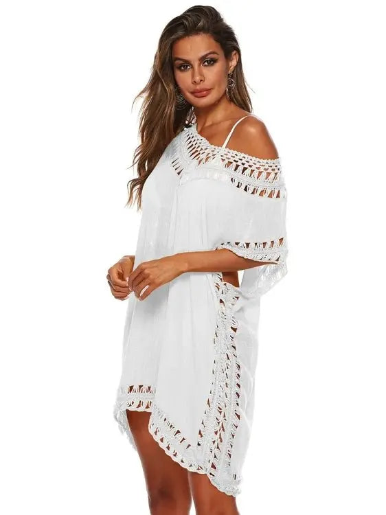 Bohemian Crochet Trim Beach Cover Up Dress - Embrace Boho Chic Style