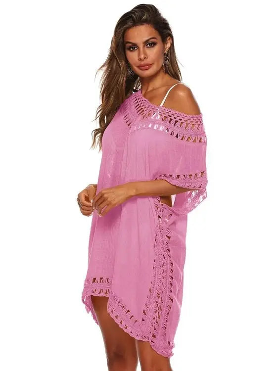 Bohemian Crochet Trim Beach Cover Up Dress - Embrace Boho Chic Style