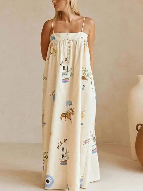 Women's Boho Cami Maxi Dress | Pockets, Stylish Bohemian | Casual Summer