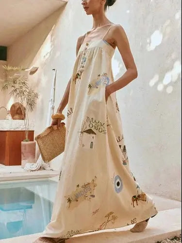 Women's Boho Cami Maxi Dress | Pockets, Stylish Bohemian | Casual Summer