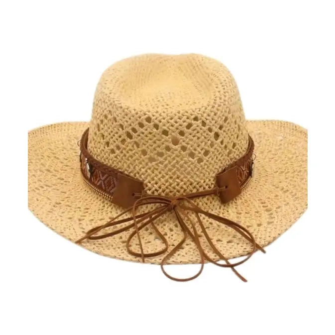 Women's Boho Woven Cowboy Hat | Earth-Toned Western Style