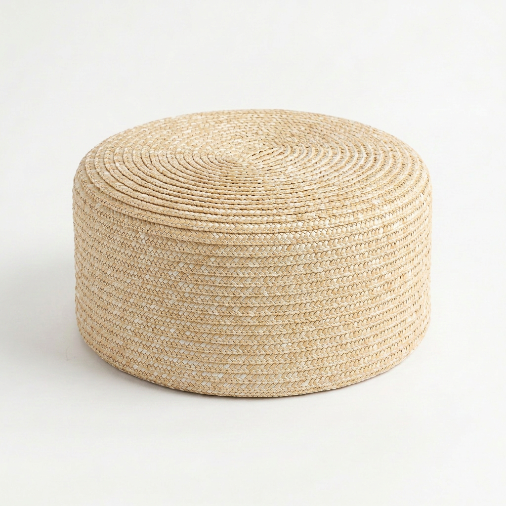 Grounded Straw Flat Pill Box Hat - Natural